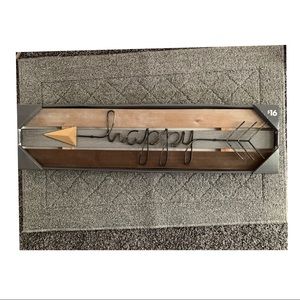 Wood & Metal “Happy” Arrow Wall Decor